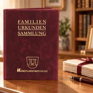 Urkundenmappe / Familienurkundensammlung mit Prägung